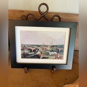 Vintage Style Textured Print of Horses and Foxhunting